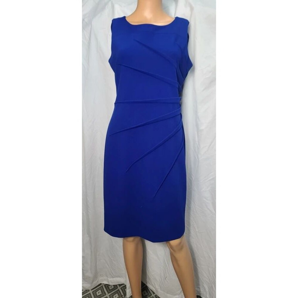 Calvin Klein $134 Size 10 Royal Blue Ruched Sheath Bodycon Dress